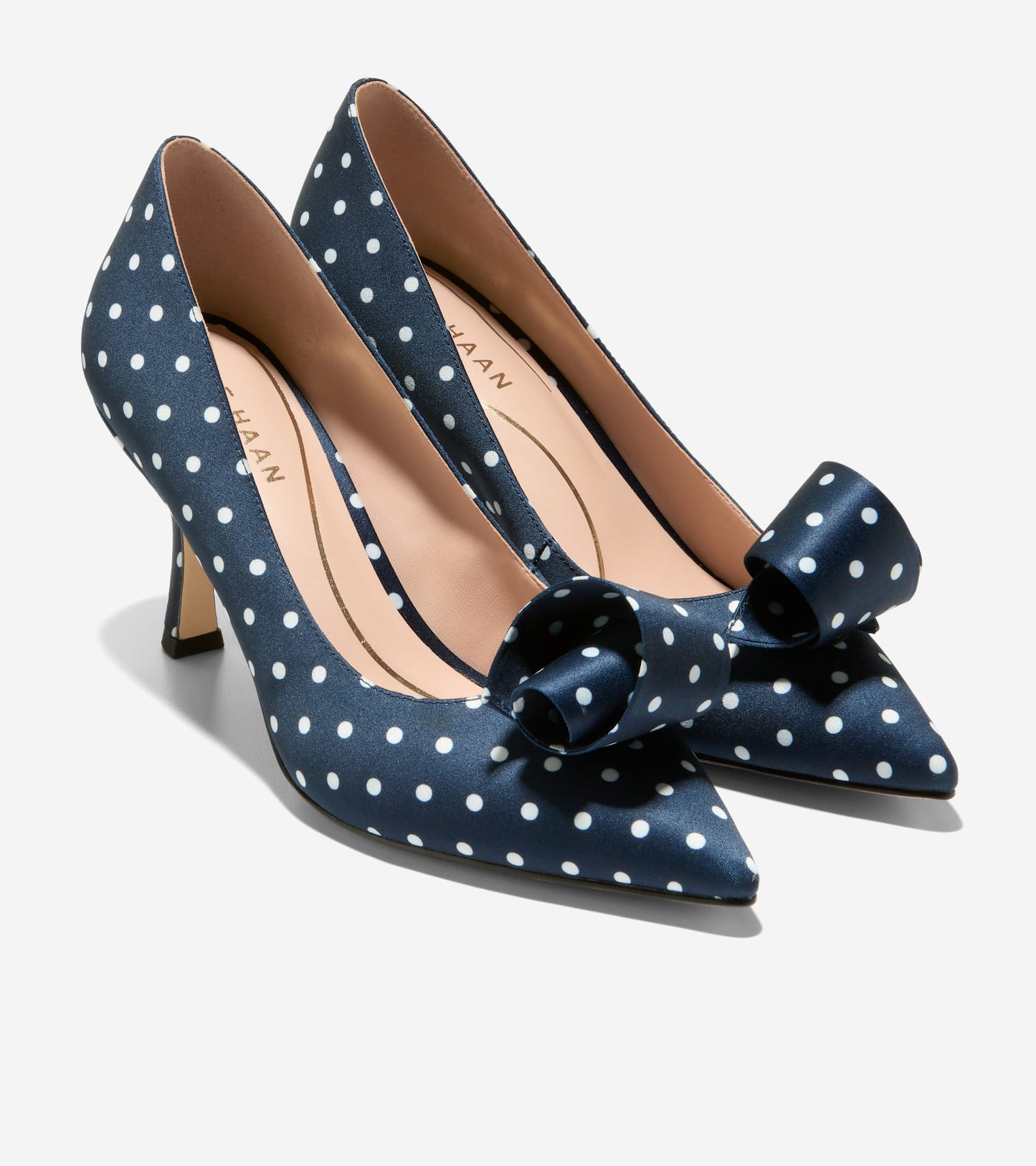 W34314:NAVY/WHITE POLKA DOT PRINT TEXTILE