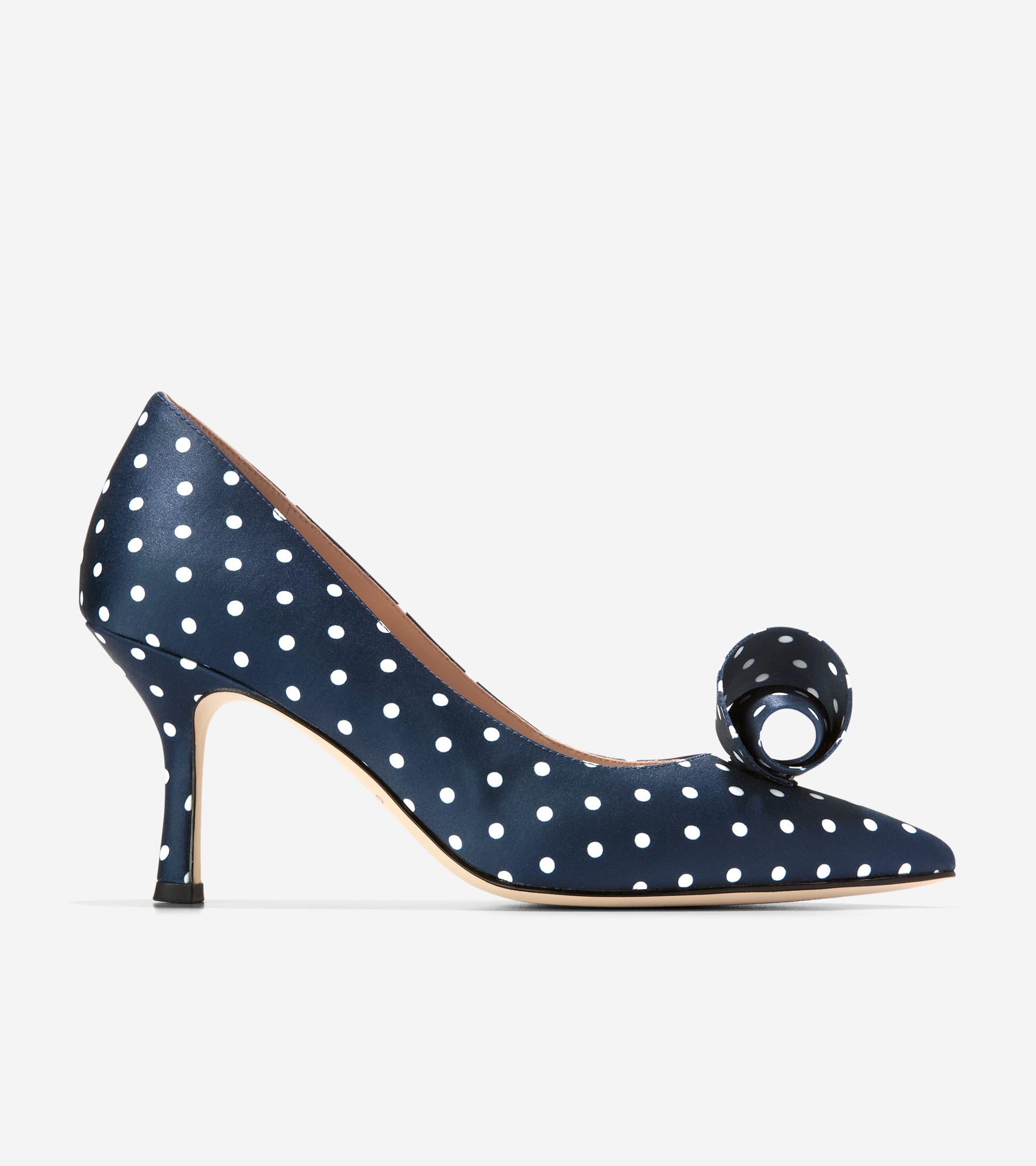W34314:NAVY/WHITE POLKA DOT PRINT TEXTILE