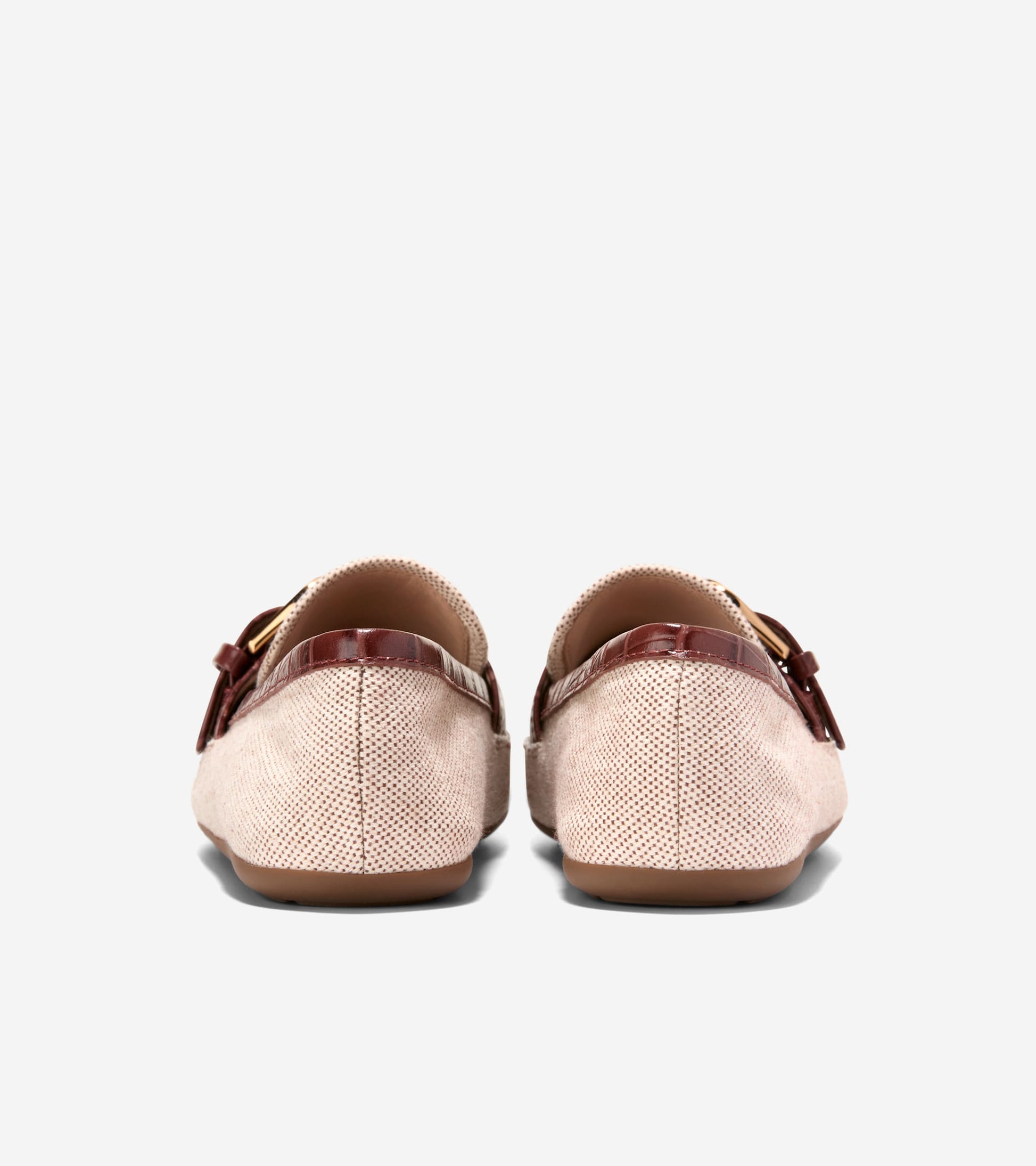 W35409:NATURAL 2 TONE CANVAS/CH MAHOGANY CROC PRINT LTHR